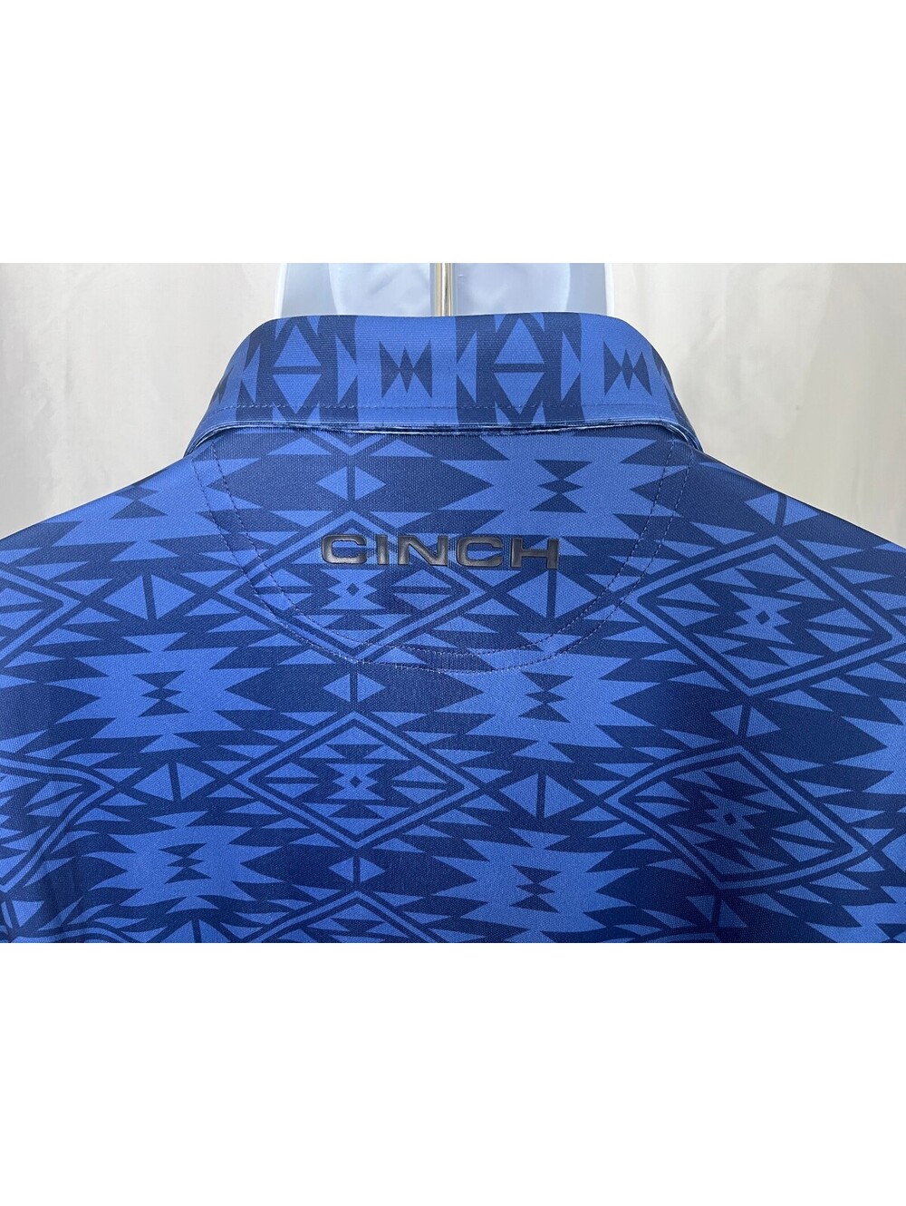 Cinch Men's Blue on Blue Performance Aztec Print Cowboy Polo Shirt XXL 2XL